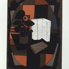 1979 Andre Minaux Original Lithograph Pot with Sunflowers