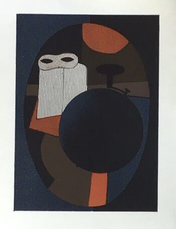 1979 Andre Minaux Original Lithograph White Face Masque