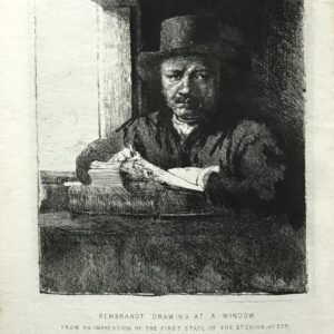 Rembrandt drawing at a window, Gravure from Etching