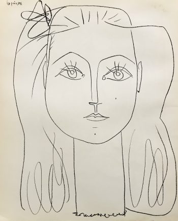 1959 Picasso lithograph Frances with bow in hair