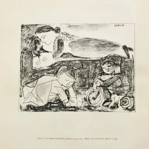 1959 Picasso lithograph Games and Reading