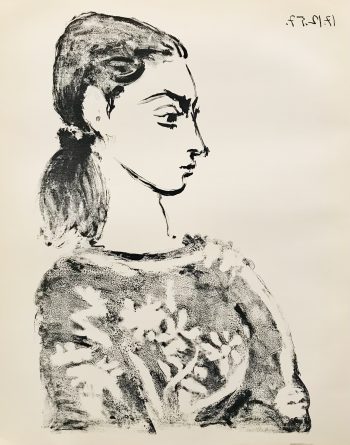 1959 Picasso lithograph Woman with Flowered Bodeice