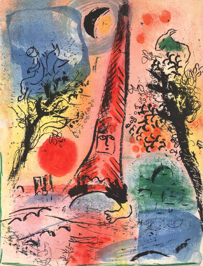 1960 Chagall Original Lithograph Vision of Paris