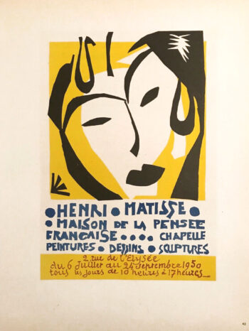 Matisse Lithograph 42 Maison de la Pensee Francaise 1959