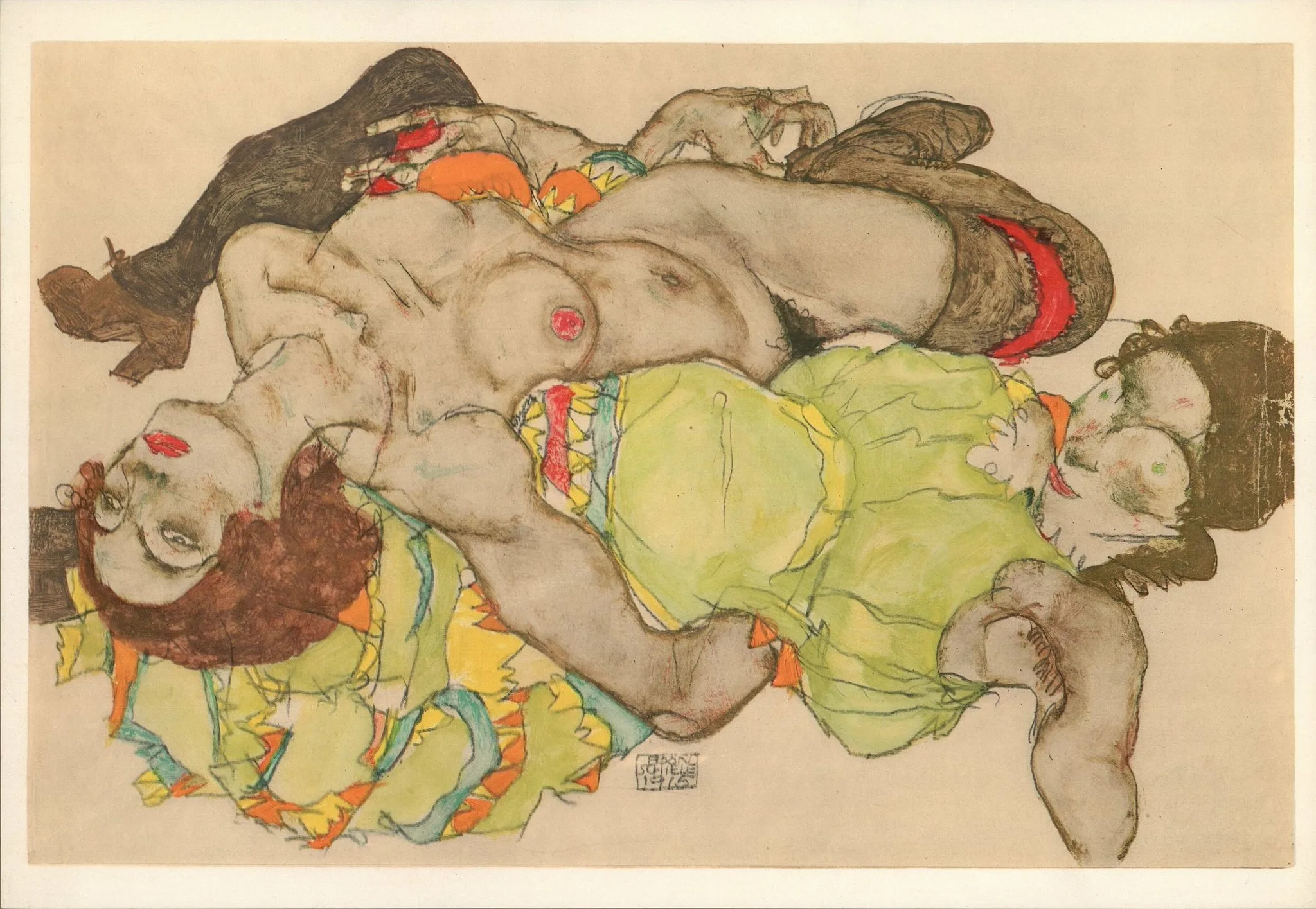 1968-schiele-lithograph-48-two-models-reclining