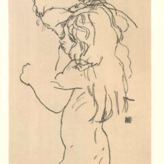 Schiele Egon Lithograph Mother and child printed 1968