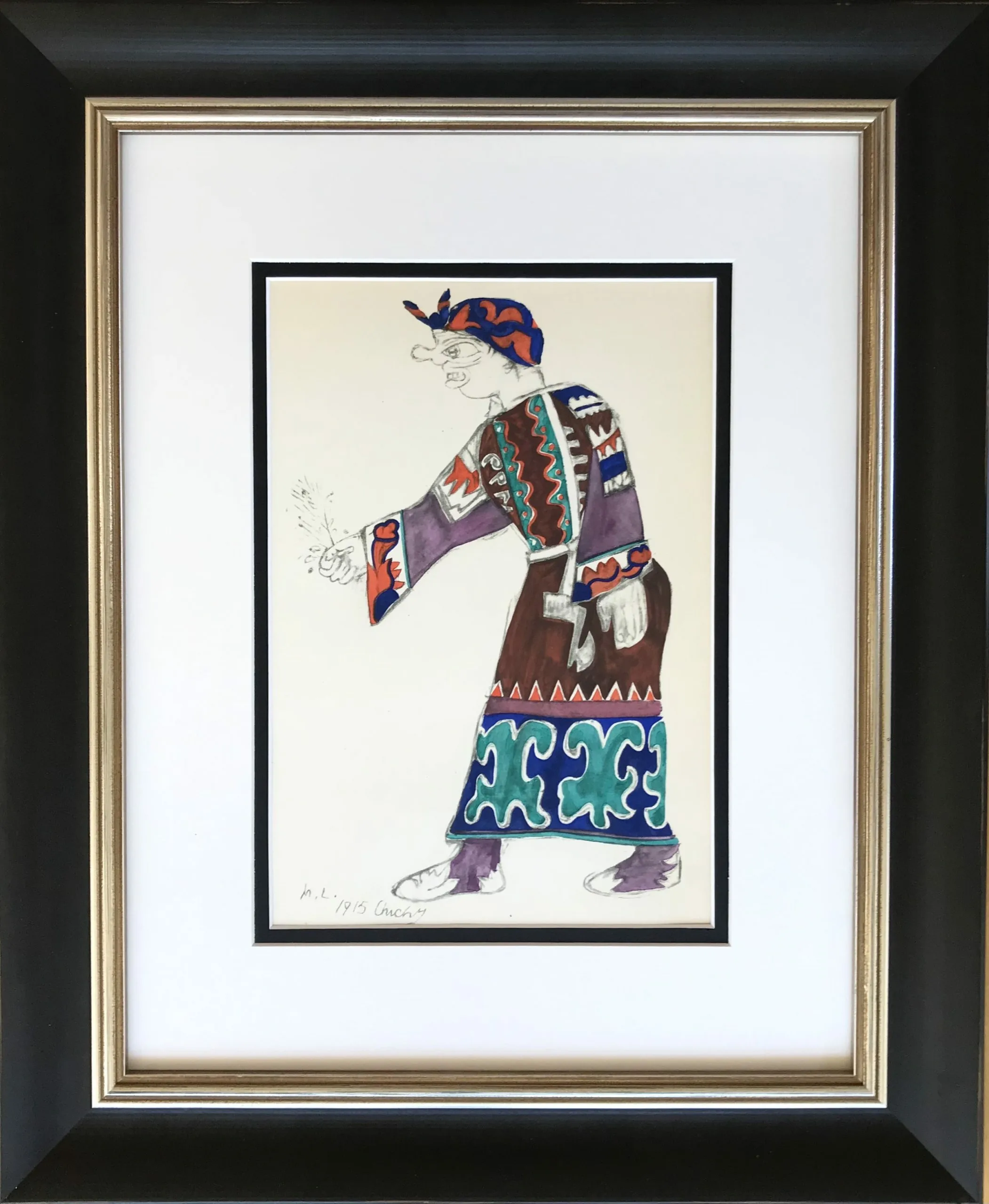 Framed Lithograph Michel La Rionon Costume de Baba Yaga