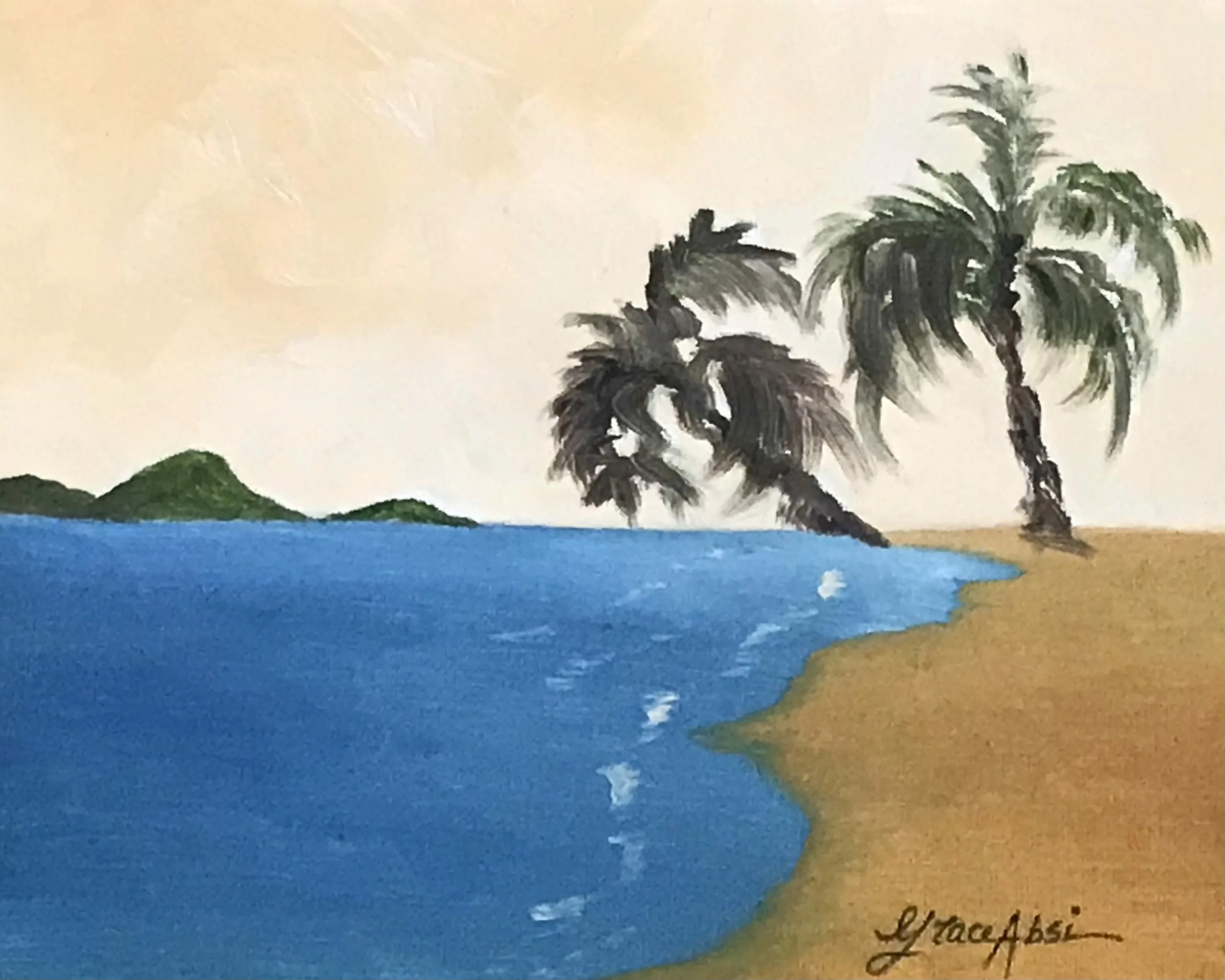 Grace Absi Golden Beach Oil Painting on Canvas 2003