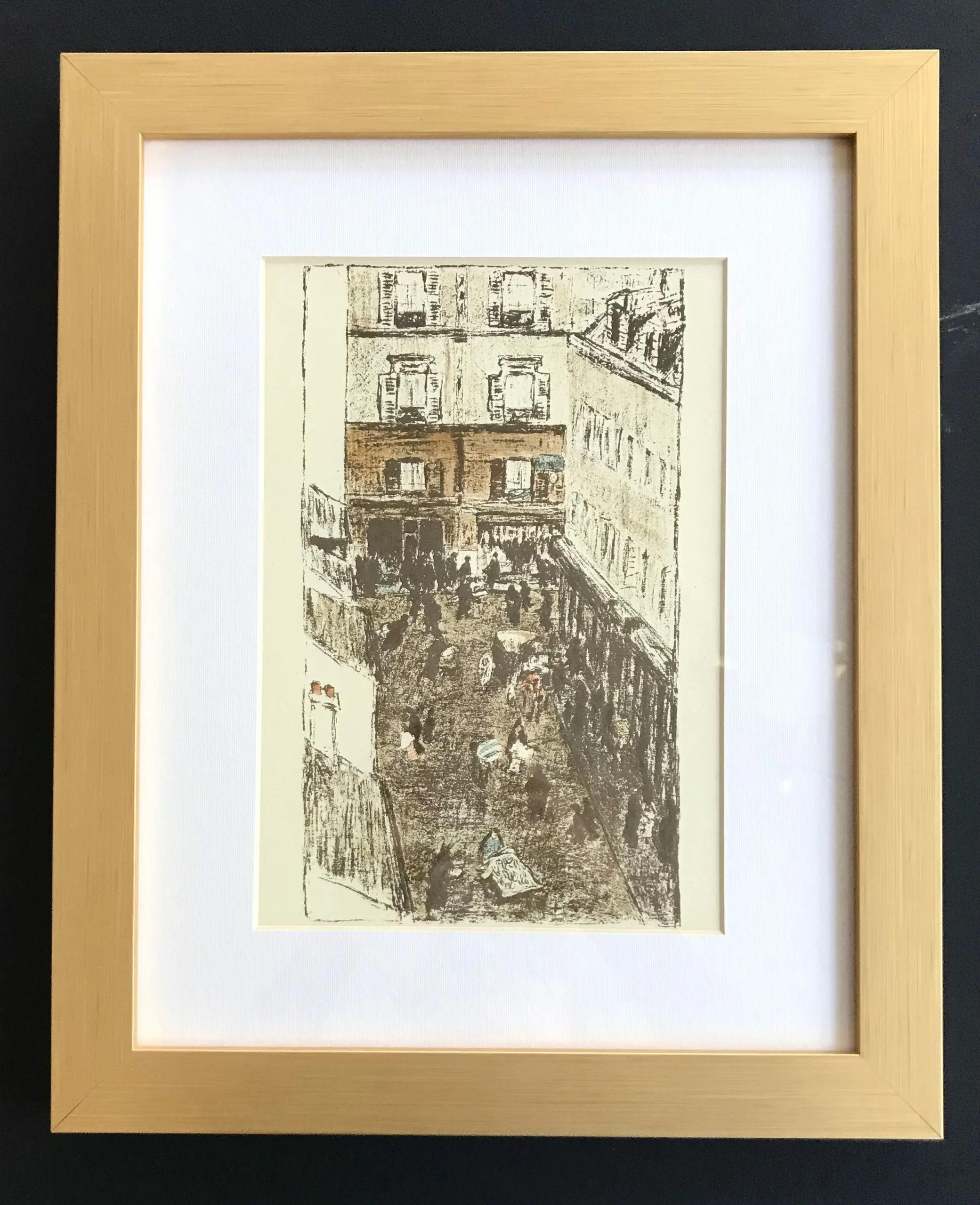 Framed Bonnard Lithograph 131, Coin de rue vue d'en haut