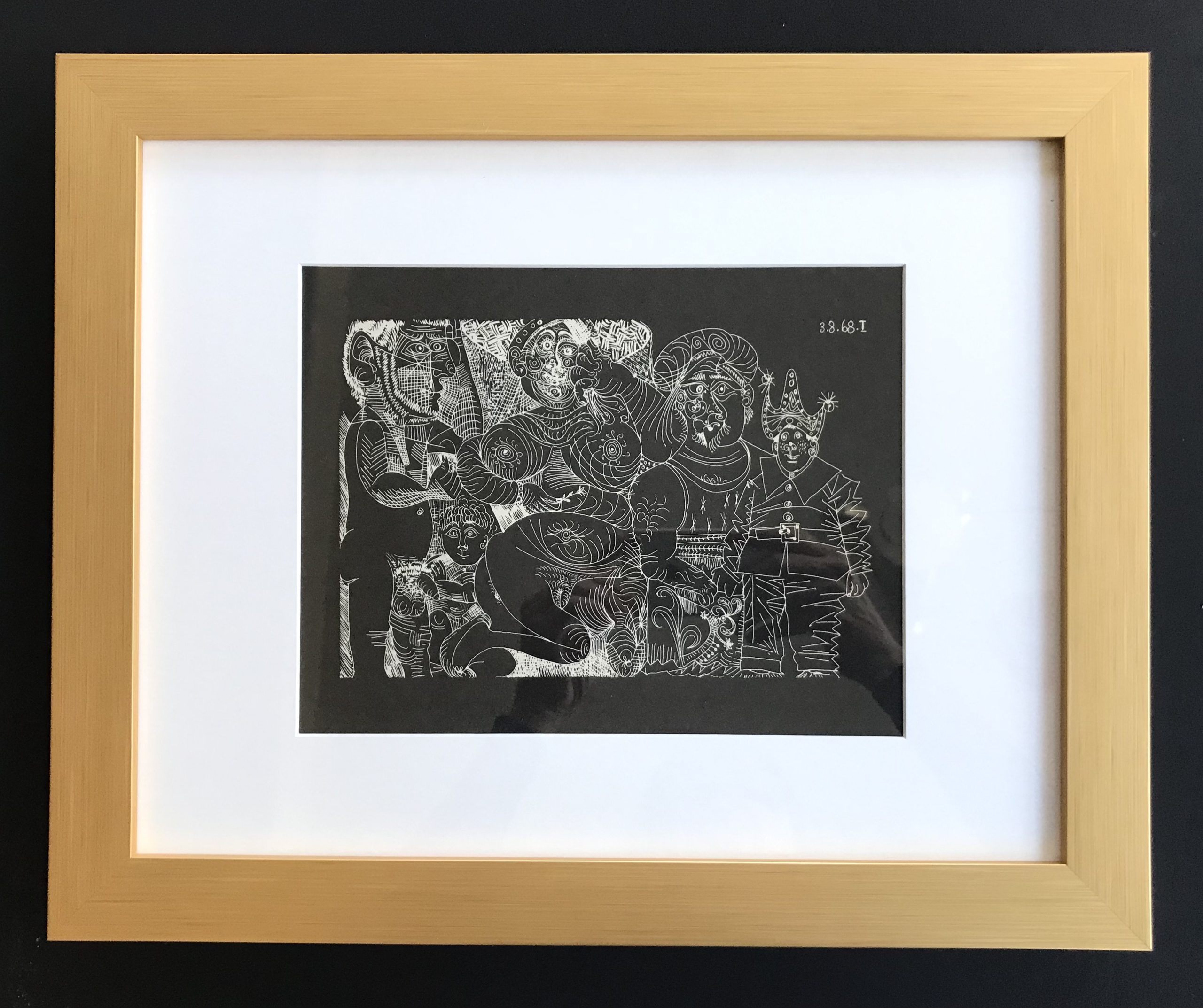 Framed Pablo Picasso Erotic Gravures 1 dated 3/8/1968