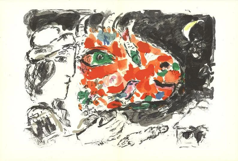 Marc Chagall Original Lithograph After Winter Derriere le Miroir 1972