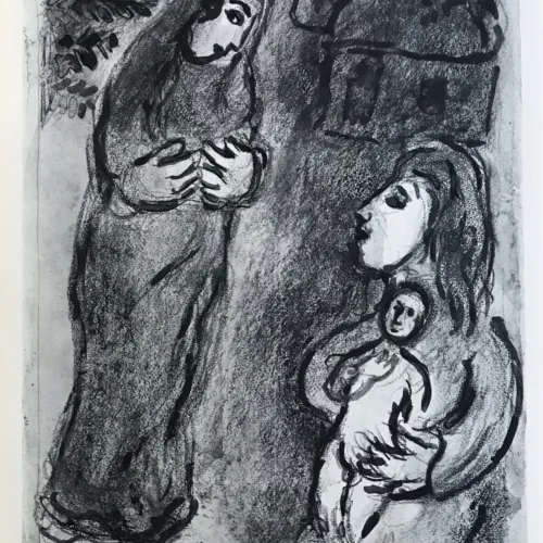 Chagall Heliogravure 12 Bible, Hagar Driving Out 1960