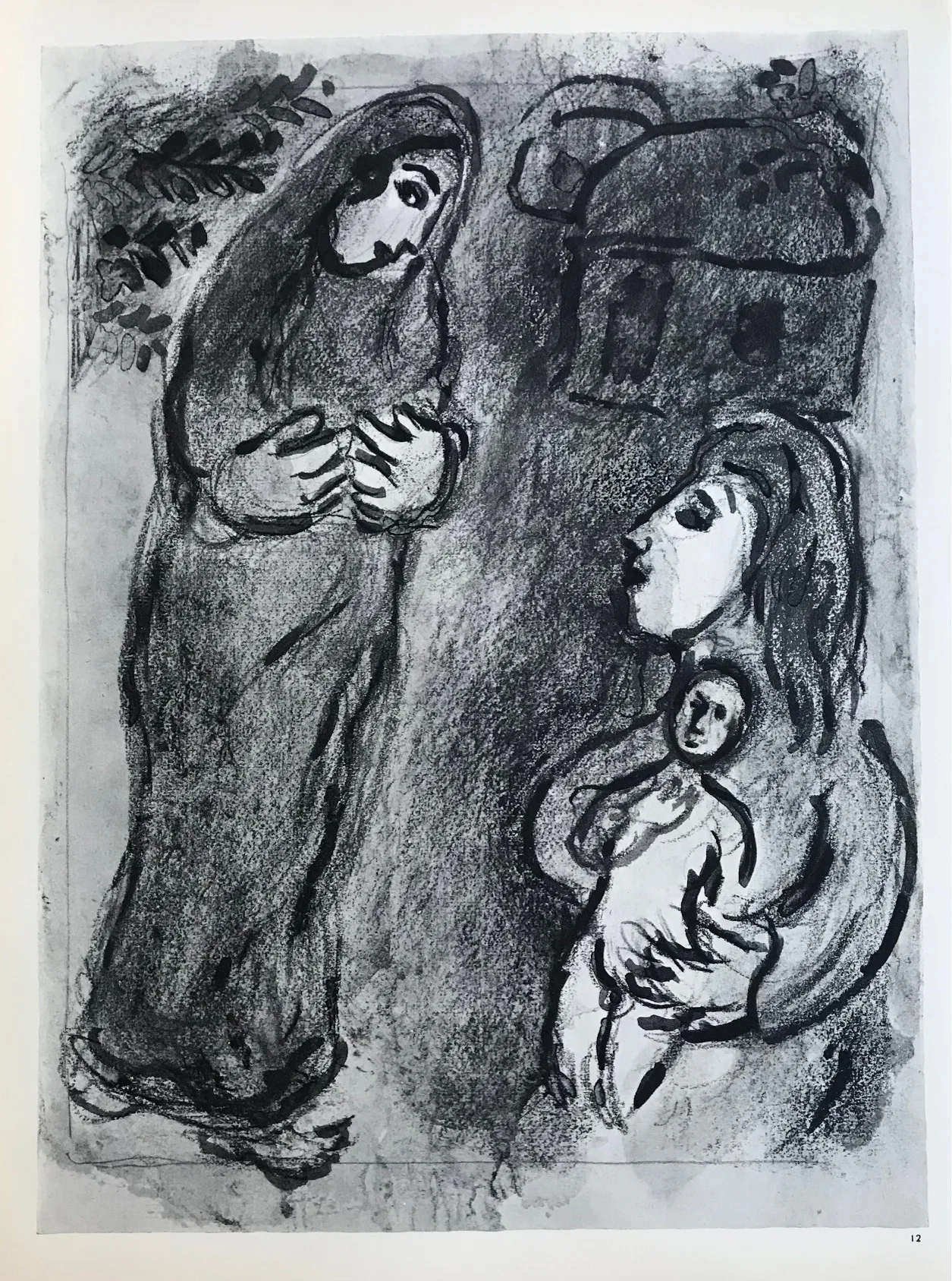 Chagall Heliogravure 12 Bible, Hagar Driving Out 1960