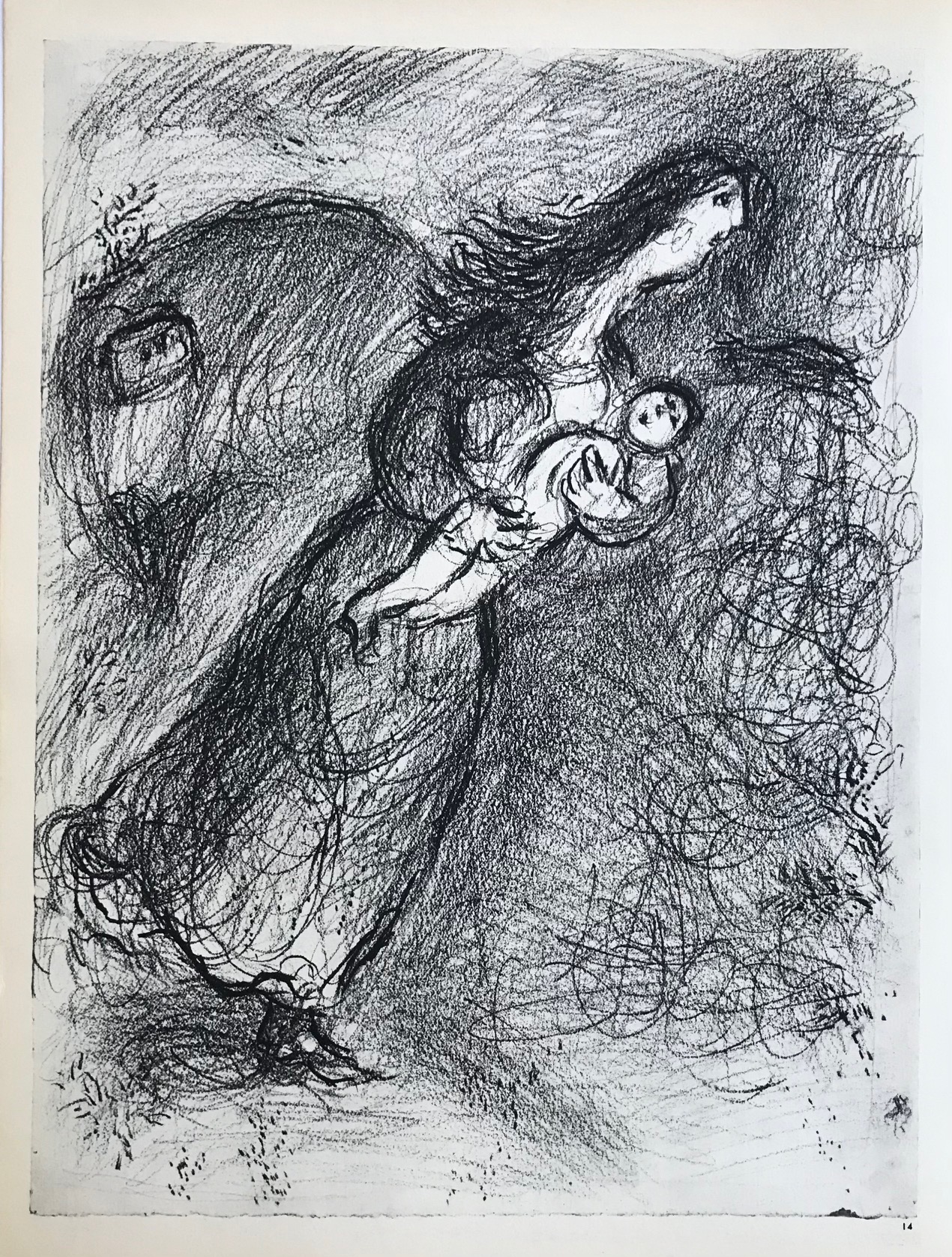 Chagall Heliogravure P14 The Bible Hagar in the Desert 1960