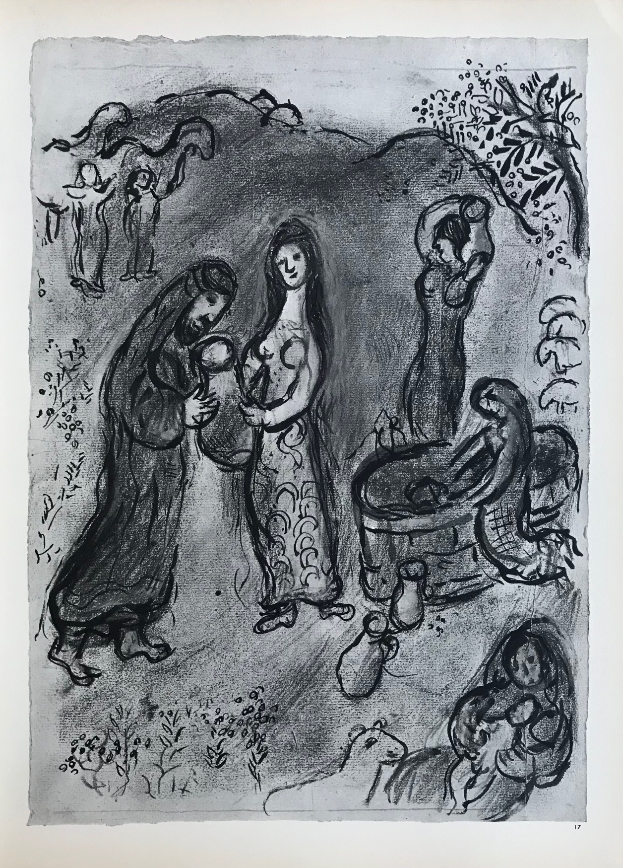 Chagall P17 The Bible Rebekah Gives drink 1960 P17 The Bible Rebekah Gives drink 1960 Rebehah gives drink to the servant of Abraham