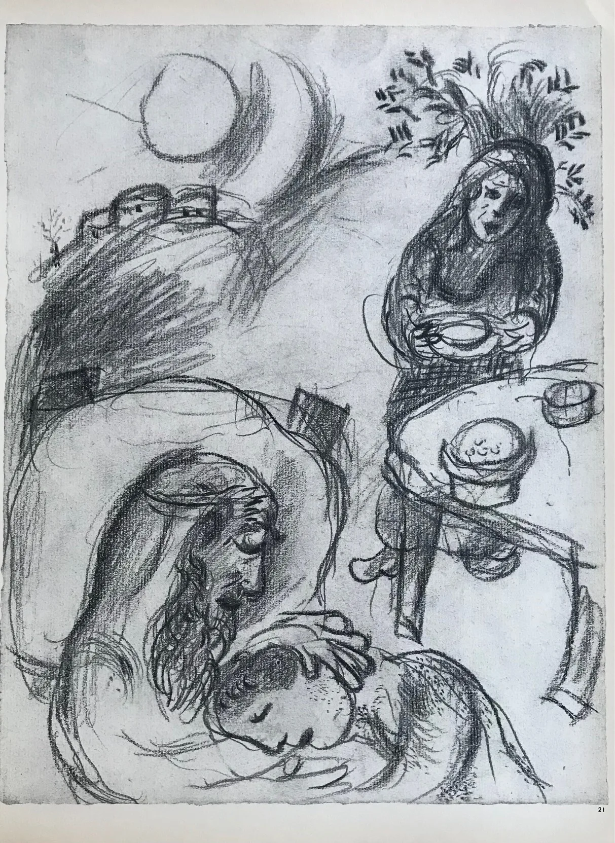 Chagall P21 Drawings for the Bible Rebekah Causes Jacob to be blessed