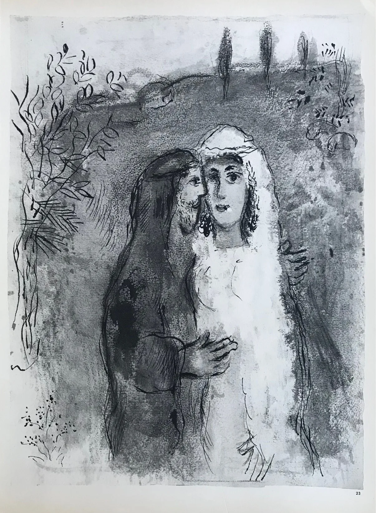 Chagall P23 Drawings for the Bible The two Daughters of Laban