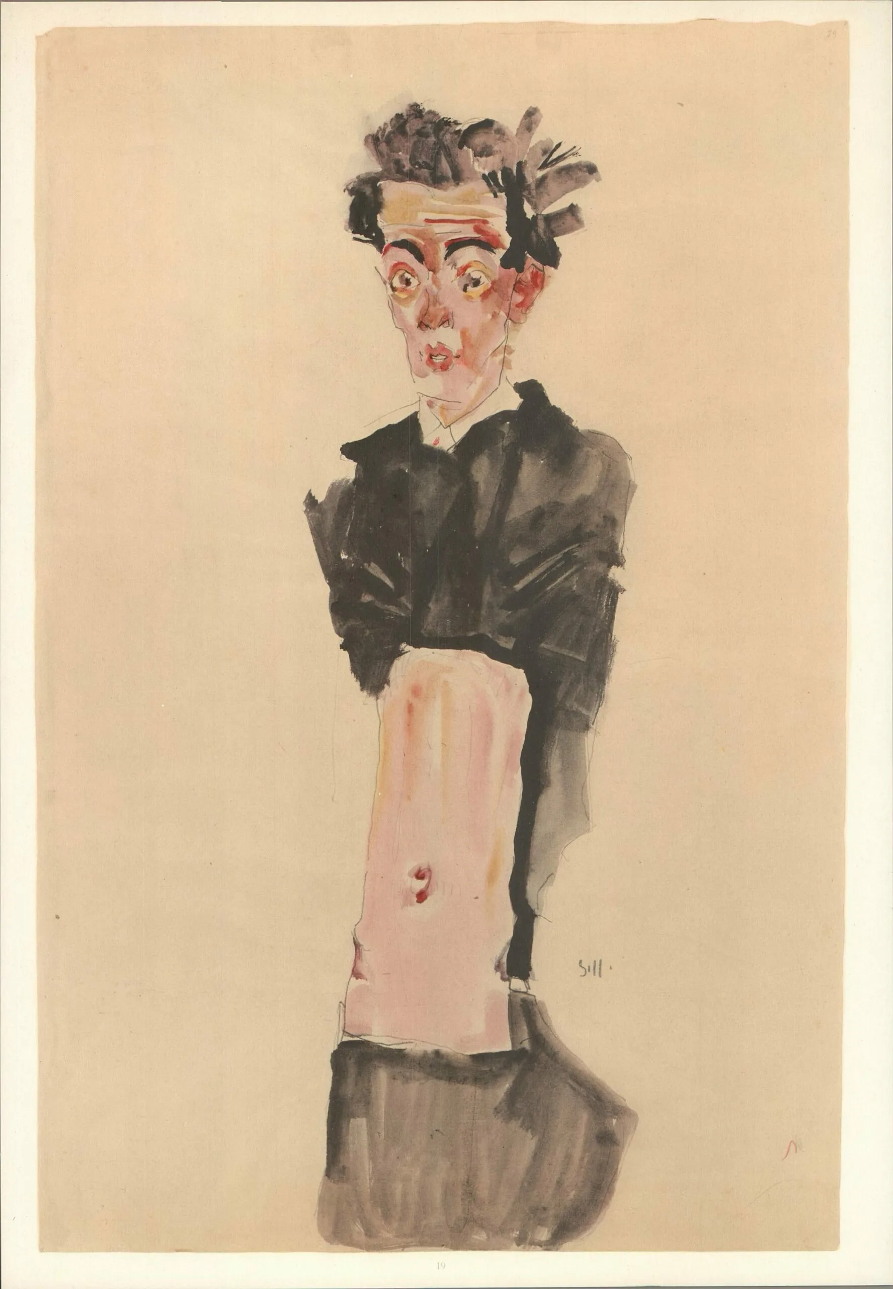 Egon Schiele Lithograph 19 Self portrait 1968