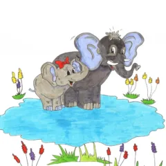 Grace Absi Colored Drawing Baby Elephant