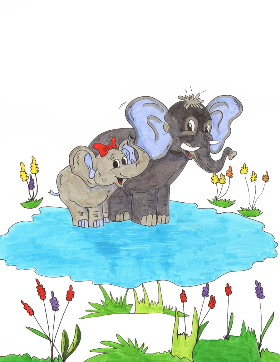 Grace Absi Colored Drawing Baby Elephant
