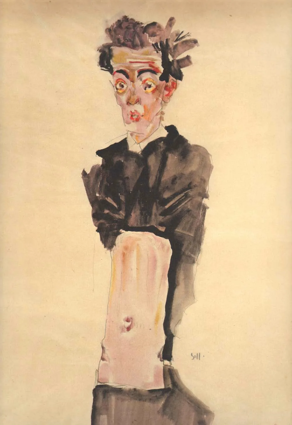 Egon Schiele Lithograph 19 Self portrait 1968