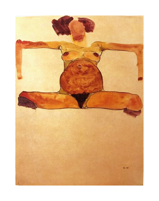 1981 Egon Schiele 4 Erotic Drawings Sitting Pregnant Woman