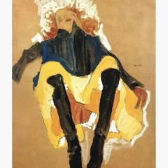 1981 Egon Schiele 5 Erotic Drawings Red Haired Girl with Legs Apart