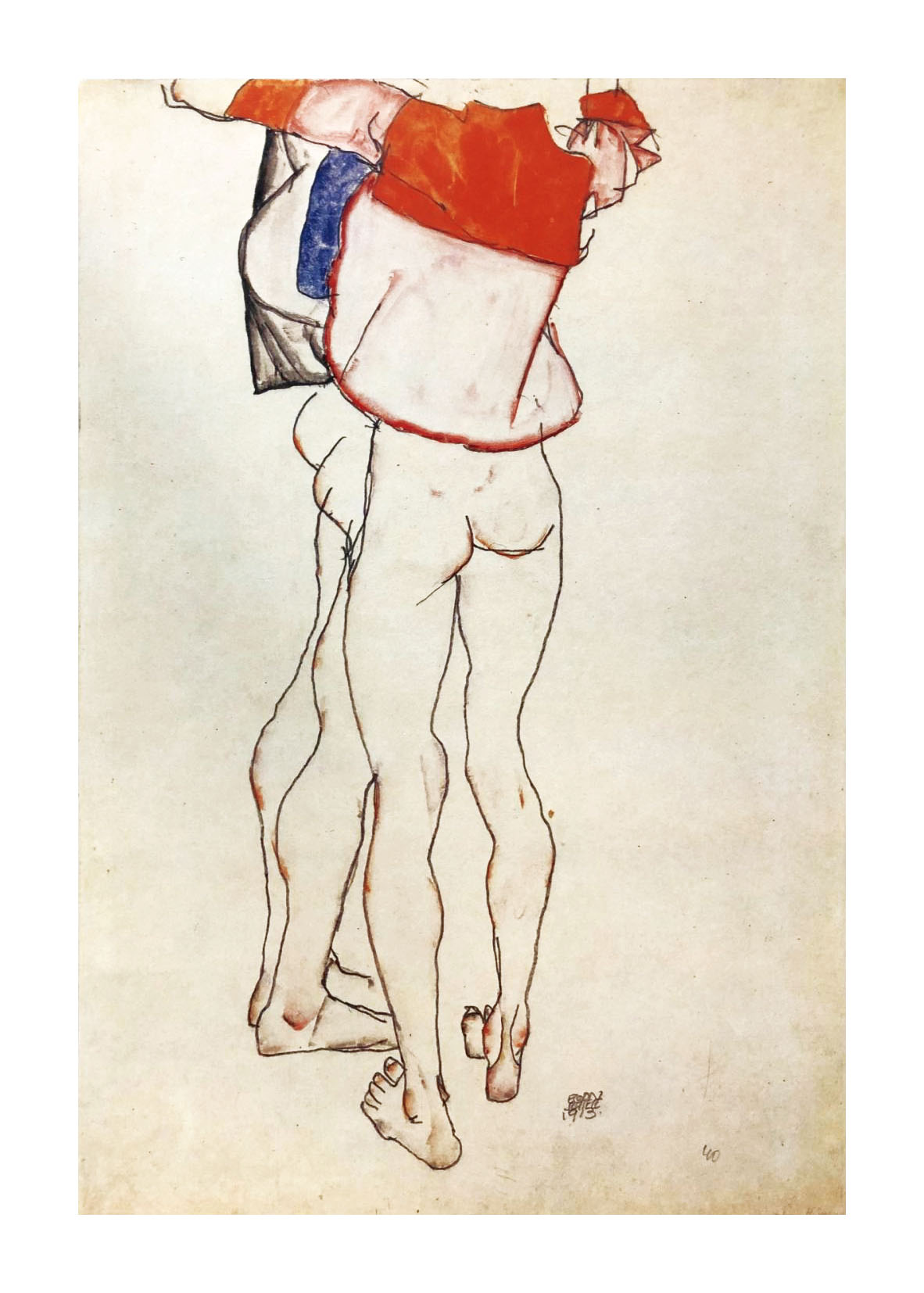 1981 Egon Schiele 21 Erotic Drawings Two Female Torsos