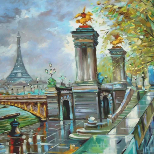 Francois Dubois Pont Alexandre 3 Original Oil Painting on Canvas