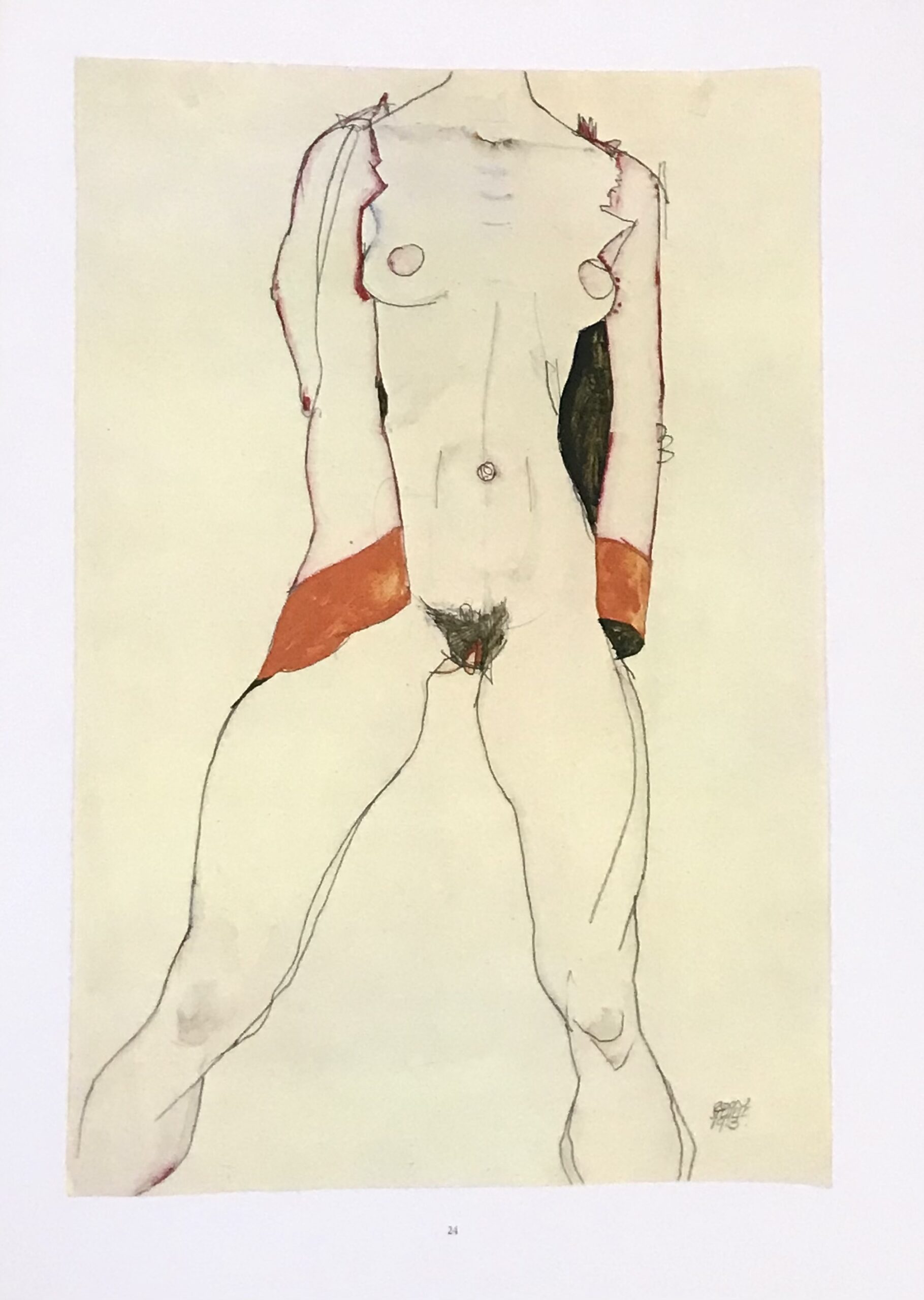 1981 Egon Schiele 24 Erotic Drawing Female Torso