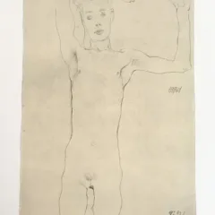 1981 Egon Schiele 36 Erotic Drawing Standing Male Nude