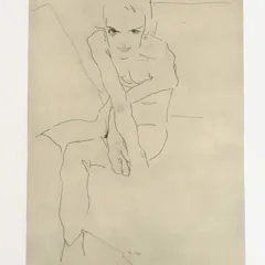1981 Egon Schiele 37 Erotic Drawing Seated Girl