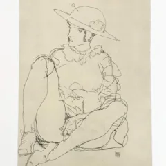 1981 Egon Schiele 35 Erotic Drawing Girl with Hat