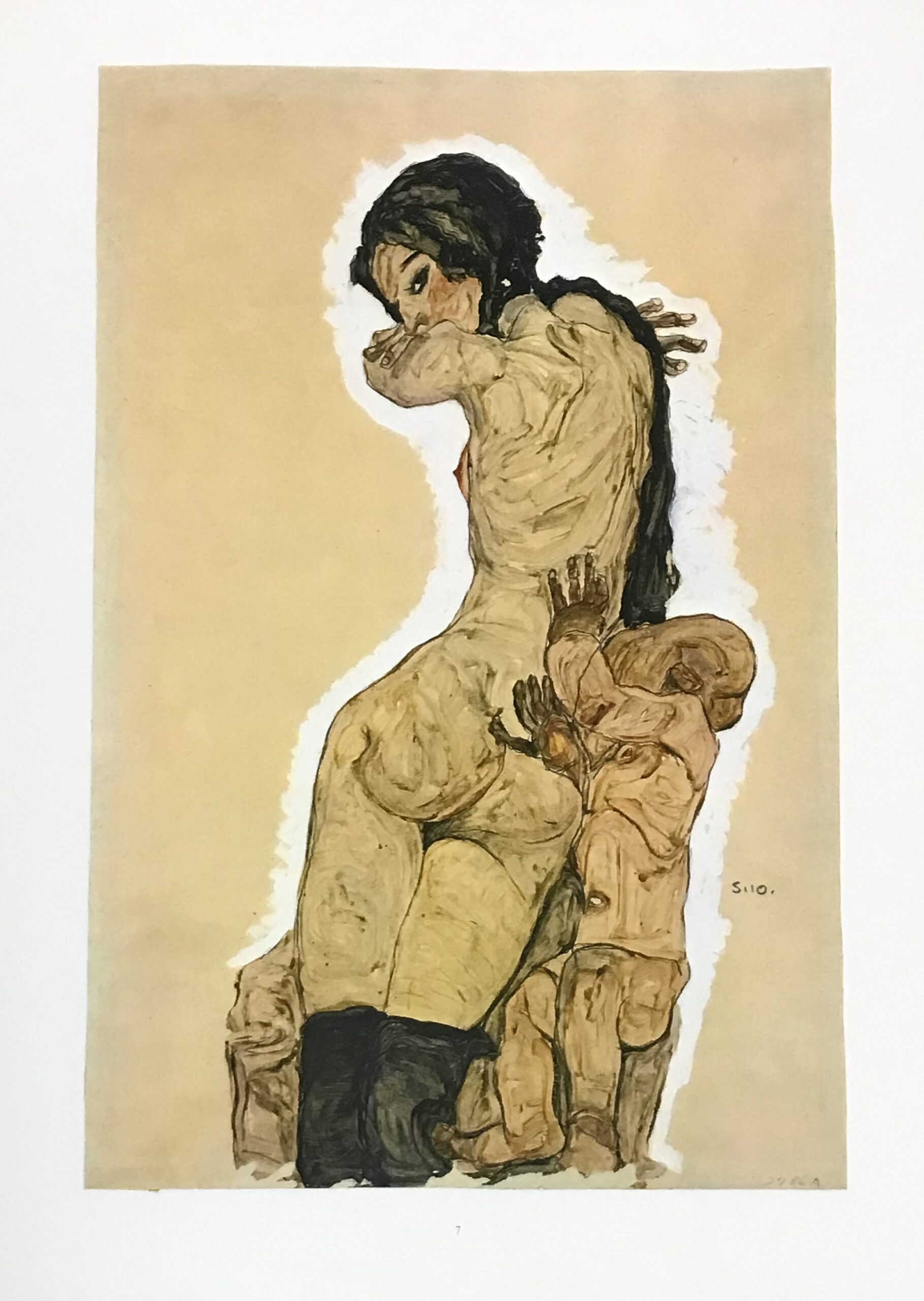 1981 Egon Schiele 7 Erotic Drawings Mother and child
