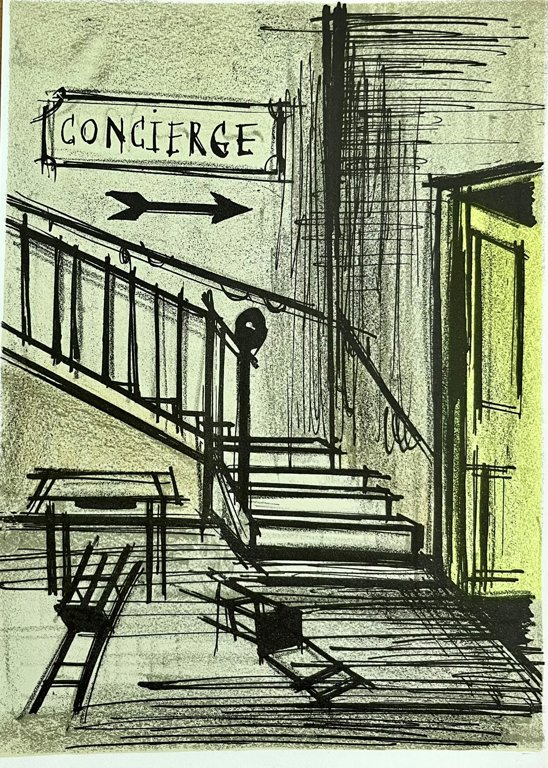 1968 Bernard Buffet Original Lithograph Concierge