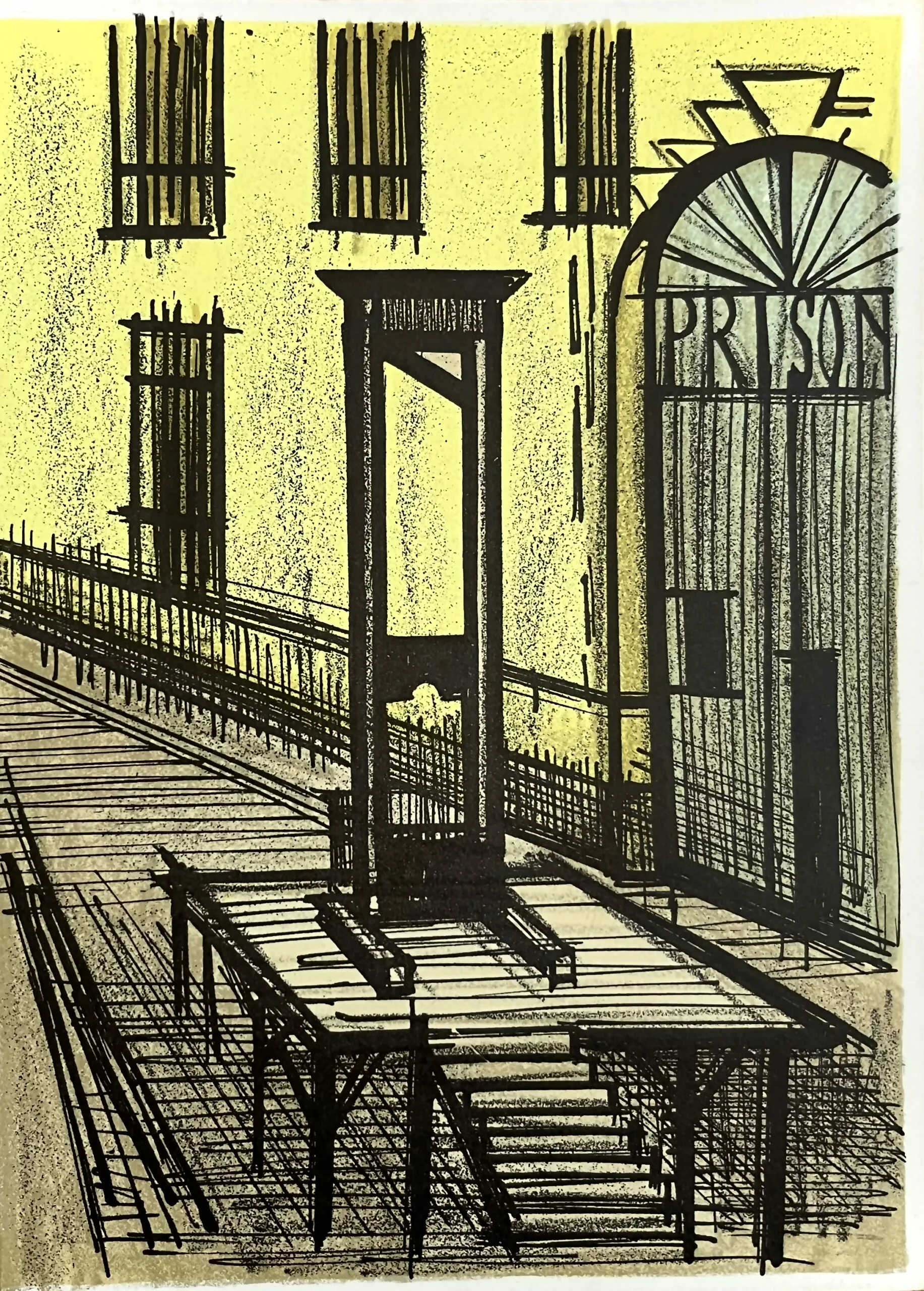 1968 Bernard Buffet Original Lithograph Prison