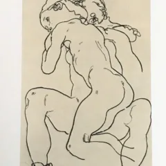 1981 Egon Schiele 40 Erotic Drawing Two Girls Embracing