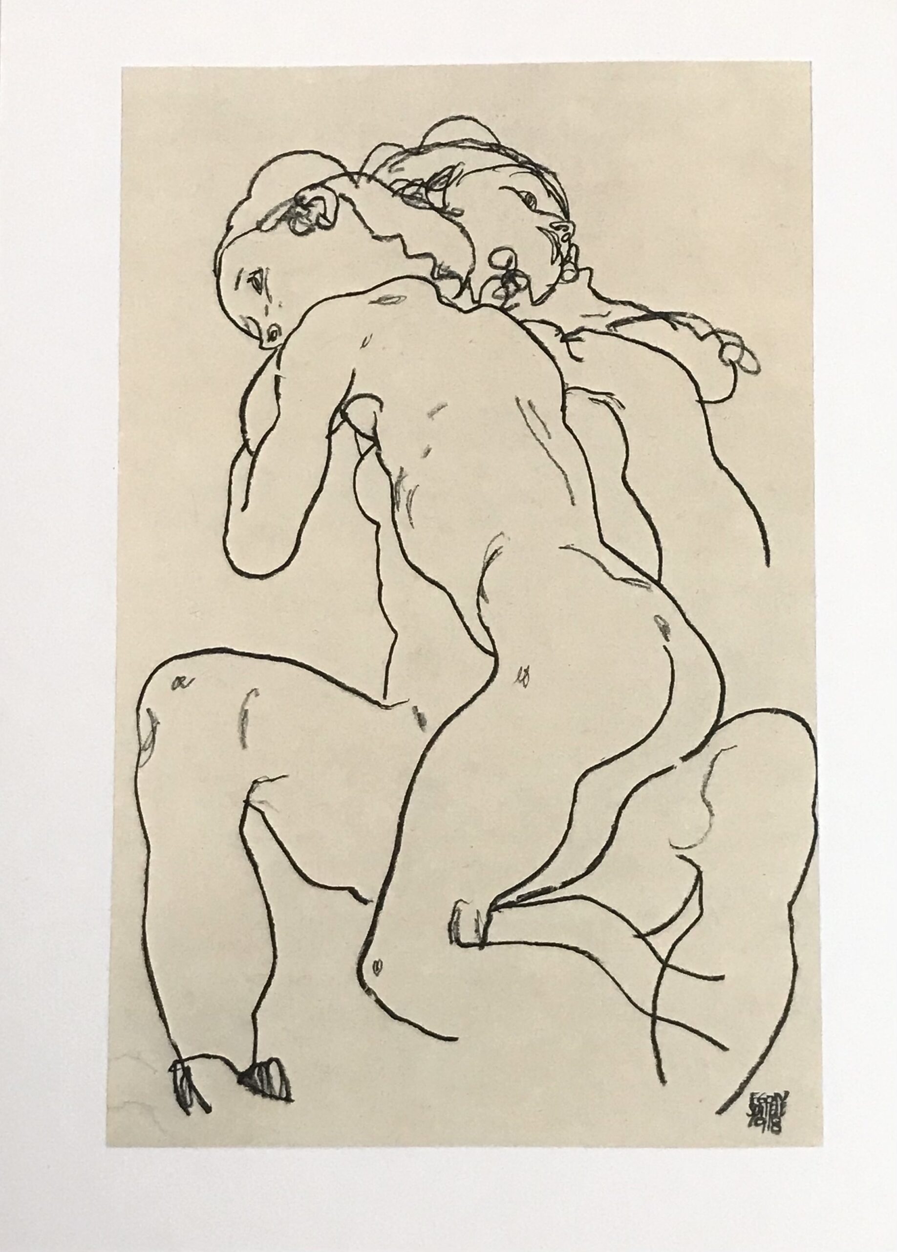 1981 Egon Schiele 40 Erotic Drawing Two Girls Embracing