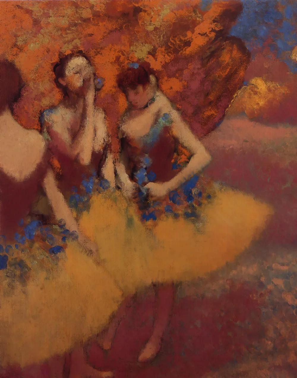 Degas Three dancers in yellow skirts