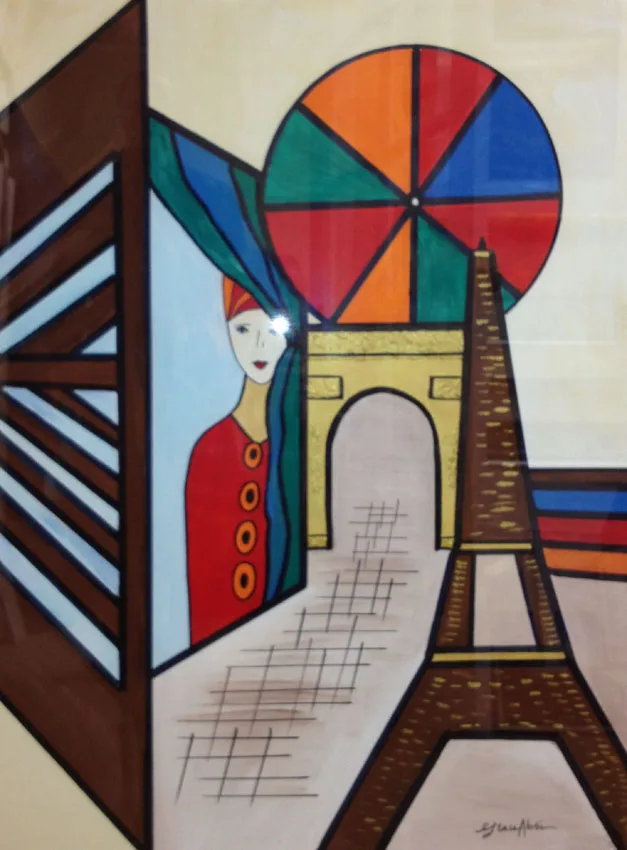 Grace Absi Paris through my window 2012 Acrylic Painting on Arches Paper