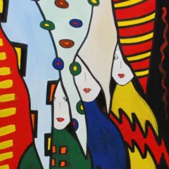 Grace Absi Three Girls 2013 Acrylic Painting on Arches Paper