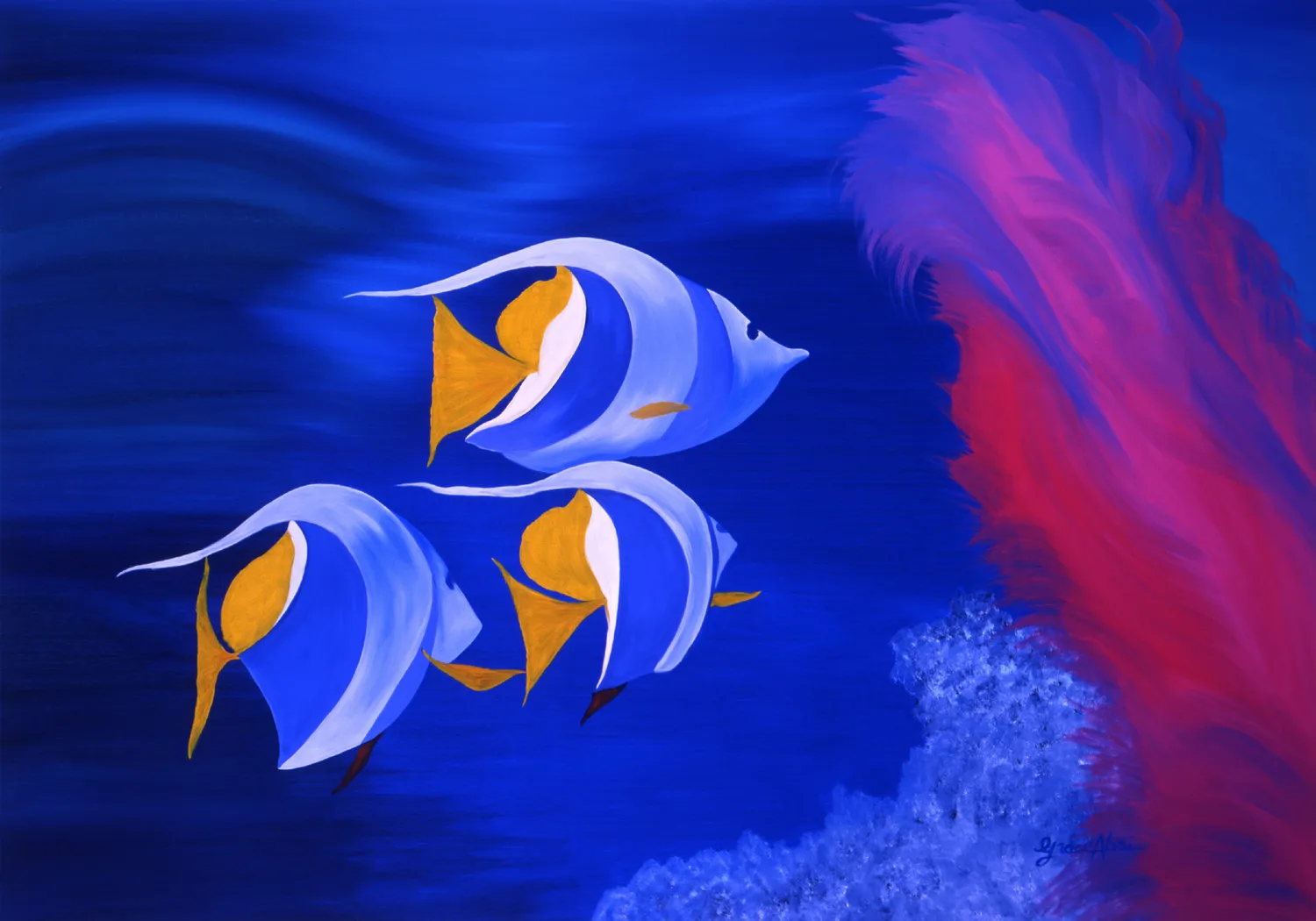 Grace Absi Aquarium 2001 Oil Painting on Canvas