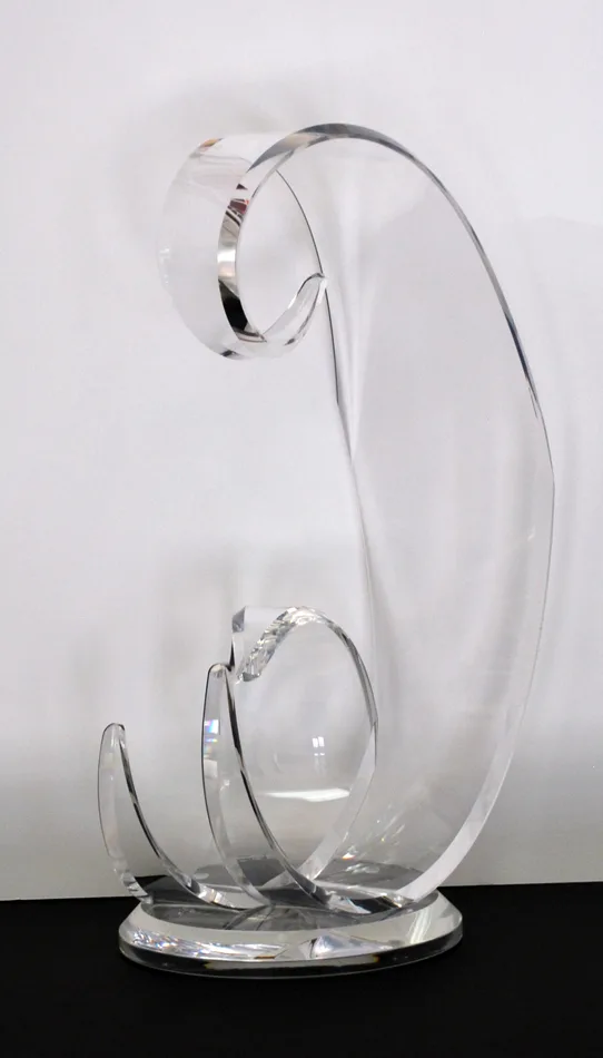 Sculpture Lucite Acrylic Clear Wave by Grace Absi