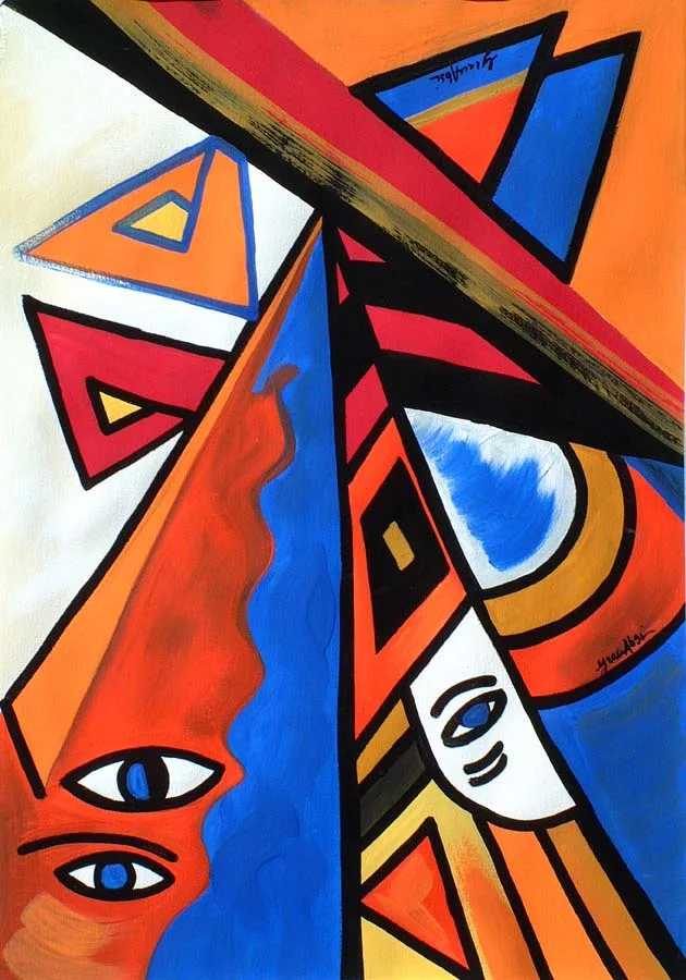 Grace Absi Les piramides 2001 Acrylic Painting on Arches Paper