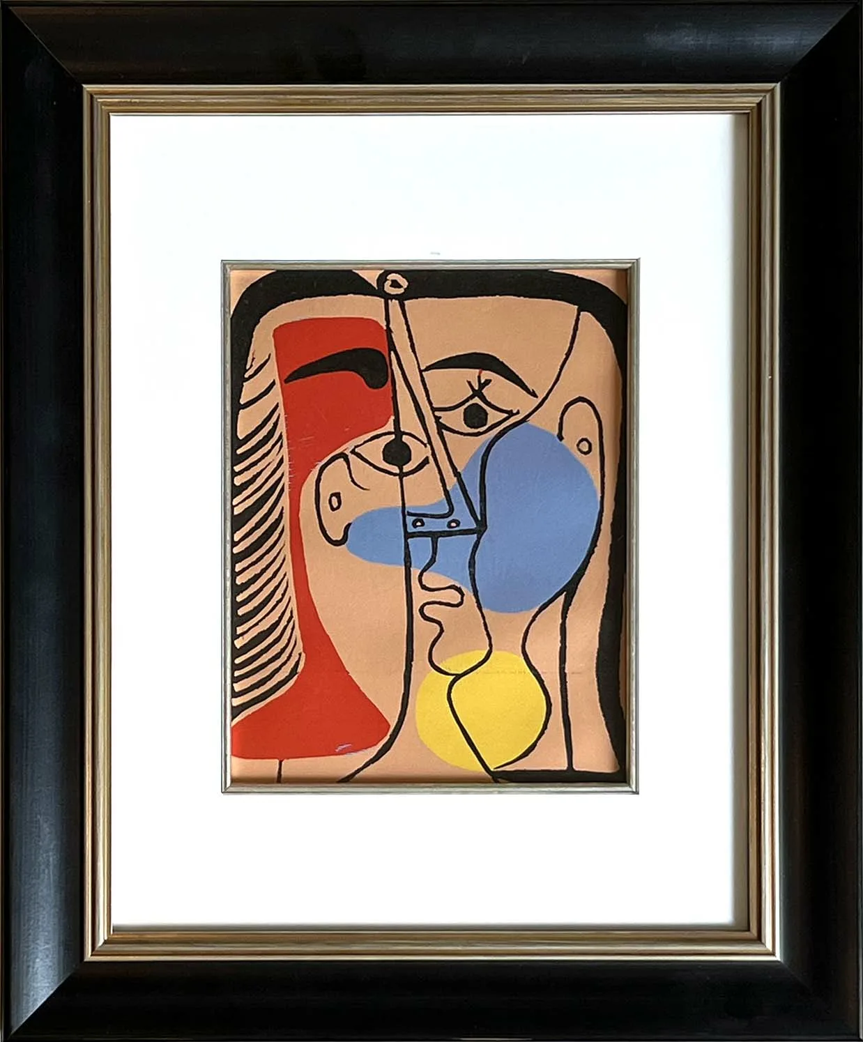 Picasso Linocut 1978 Large Red Blue & Yellow Head