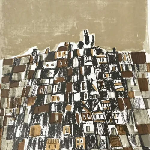 Vieira da Silva Lithograph Spanish village 1966 XXe Siecle