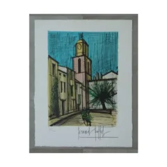Buffet Signed lithograph La Place de l'Orneau1979