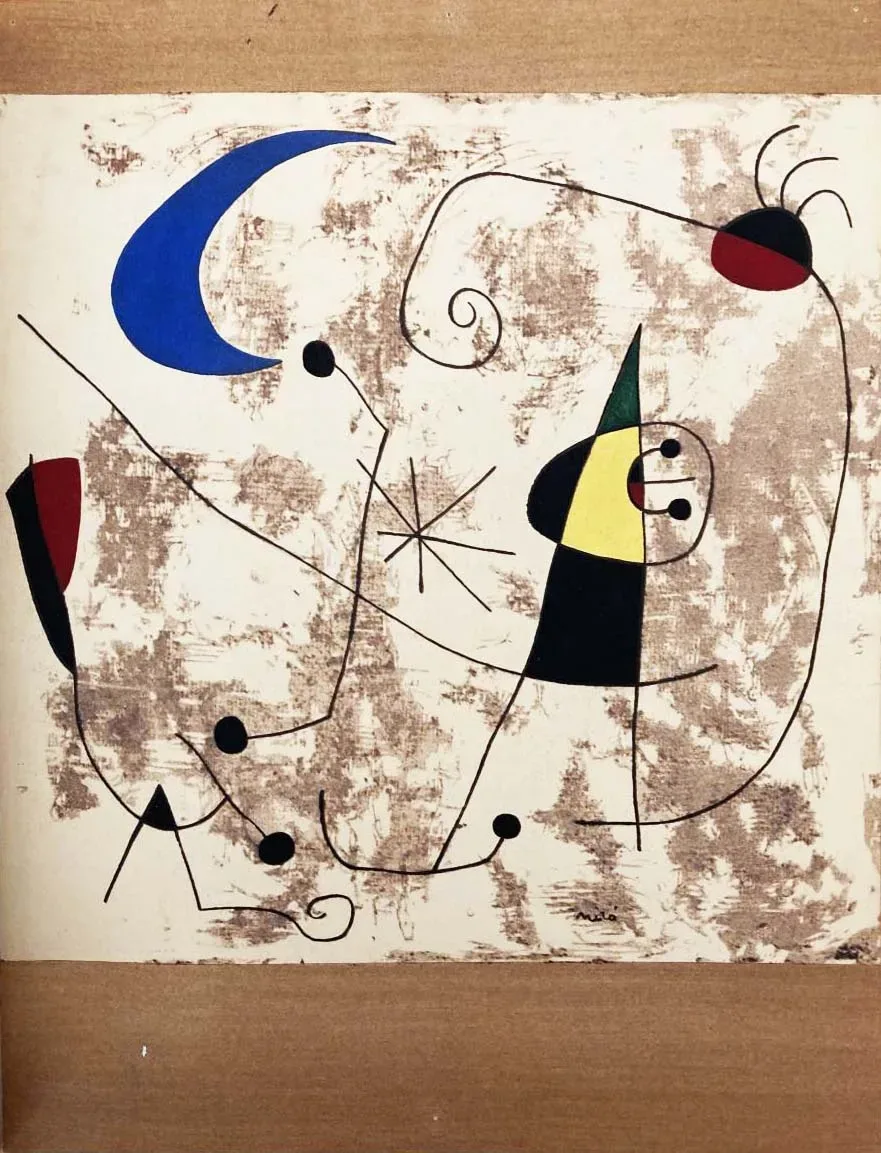 Joan Miro Pochoir Personage XXe Siele 1957