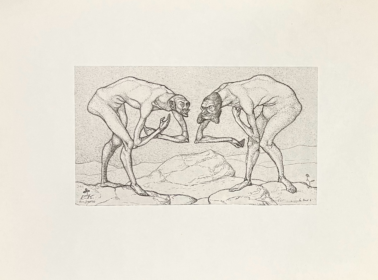 1947 Paul Klee Engraving 2 Two Men Meet 1903