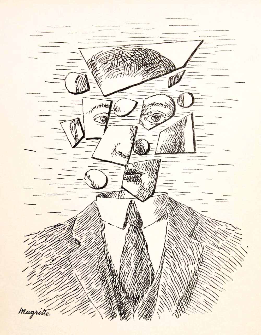 1966 Rene Magritte Lithograph Self Portrait Aube a l'Antipode